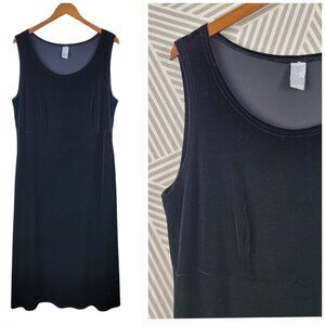 Vintage 90s Velvet Dress Plus 18W 18 Sexy Velour Long Midi Stretch Black Alt 1X